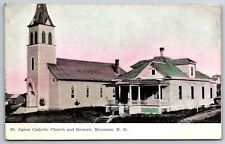 Kenmare North Dakota~St Agnes Catholic Church & Rectory~Parsonage~1912 Postcard picture