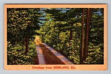 Shirland IL-Illinois, Scenic Greetings, Roadway Vintage Souvenir Postcard picture