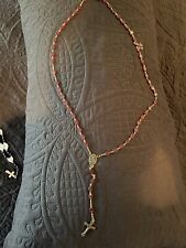 †Vintage Red Glass Beads Rosary with embossed Pouch picture