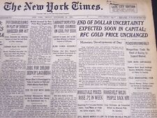 1933 NOVEMBER 24 NEW YORK TIMES - END OF DOLLAR UNCERTAINTY EXPECTED - NT 5204 picture