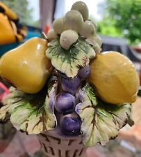 Vintage Lefton Porcelain Japan Fruit White Basket Pears Grapes Lemon Apple 6 In picture