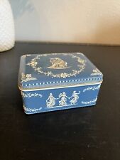 Vintage Wedgewood-Style Candy Tin Made in Holland Blue And Cameo Style picture