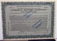 1920 Lincoln Motor Co Stock Certificate TD 453 Notarized Original Memorabilia picture