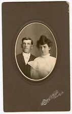 Antique Matted Photo - Young Man & Lady, Mason City, Iowa - CORA & WILL picture