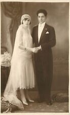c1930 RPPC Elegant Bride & Groom Wedding Photo, Egypt, Photographer's Cold Press picture