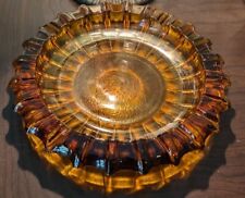 Vintage Large Hazel Atlas Round Amber Heavy Glass Ashtray 10