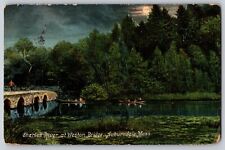 Auburndale, Massachusetts - Charles River at Weston Bridge - Vintage Postcard picture