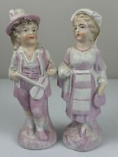 Vintage Old German Bisque Porcelain Figurines Pink  7” Musicians picture