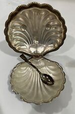 Vintage F & JL Silver Plate Clam Shell Dish England With Glass Insert picture