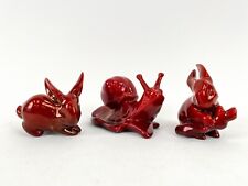 RARE LATE 1800'S ZSONLAY PECS RED PORCELAIN ANIMAL FIGURINE GROUPING picture