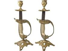 c1920's WWI Imperial German Navy Lion's Head Sword candle holders picture