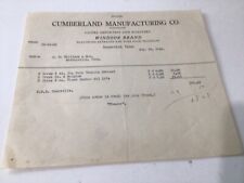 Cumberland Manufacturing  Co. Nashville, Tenn.  1941 Invoice, Windsor Extracts picture