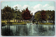 Original Vintage Antique Postcard Sunset Lake Landscape Asbury Park, New Jersey picture
