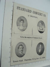 ORIGINAL - 1899 - Broadside -- STANDARD CONCERT Co. of BOSTON rare picture