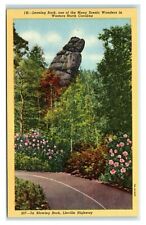 Postcard Leaning Rock in Western NC on Blowing Rock, Linville Hwy linen X25 picture