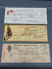 Vintage 1930s Ada Coca Cola Bottling Co Cancelled Check Lot of 3 Oklahoma picture