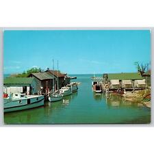 Postcard MI Leland Fishtown Harbor Commercial Fishing Boats Lake Michigan picture