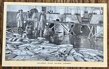 1904 COLUMBIA RIVER SALMON CANNERY OREGON PHOTO SINGER SEWING TRADE CARD picture
