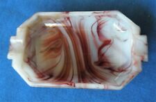 VINTAGE AKRO AGATE GLASS SILVER OXBLOOD ASHTRAY.......LOADED picture