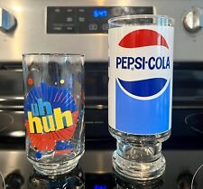1 Pepsi-Cola 12oz Footed Glasses Tumbler Drinking Glass and 1 Diet Pepsi Glass picture