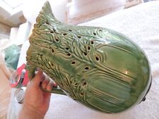 Unsigned Vintage Green Tree Pottery Pitcher Height 13