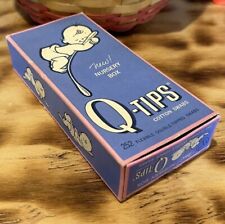 Vintage Q-TIPS NURSERY BOX w/ Baby Sleeping on a Q-Tip - Adorable Blue & Pink picture