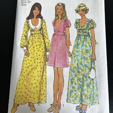 Vintage 70s Simplicity 5568 Puff Sleeve Cottagecore Dress Sewing Pattern 12 CUT picture