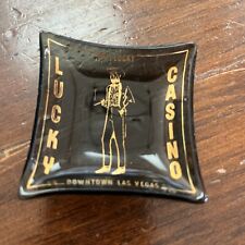 Mr Lucky Lucky Casino Downtown Las Vegas Glass Miniature Ashtray Vintage picture