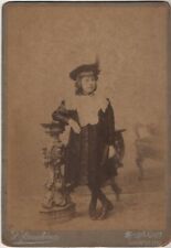 OLD CABINET PHOTO PRETTY GIRL WITH BAG IN HAT & NICE DRESS  VICTORIAN ERA 1880s picture