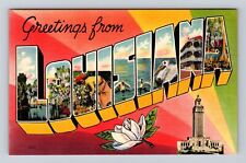 LA-Louisiana, LARGE LETTER GREETING Vintage Souvenir Postcard picture