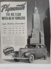 1939 Plymouth Automobile Fortune Magazine Print Advertising Cars NYC Skyskraper picture