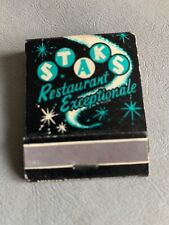 STAKS Restaurant Exceptional Vintage Matchbook Los Angeles picture