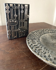 Olav Joa Spode Norway Brutalist Cast Stainless Steel Art Vase and Bowl picture