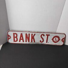 BANK STREET  Street Road Sign Red White Heavy Steel Metal    POOL BILLIARDS picture