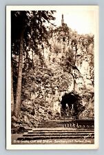 RPPC Portland OR-Oregon Grotto Cliff And Statue Sanctuary Vintage Postcard picture