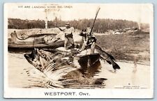  Postcard Canada Ontario Westport Exaggerated Fish RPPC Real Photo c1940s T3 picture