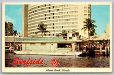 Surfside Miami Beach Florida Oceanfront Palms Shoreline Vintage UNP Postcard picture