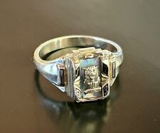 10k White Gold 1973 Lake View High School Class Ring With Wildcat Size 7.5 picture