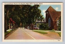 Freeport ME-Maine, Congregational Church & Hospital, Antique Vintage Postcard picture