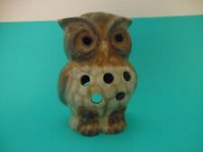 Vintage Brown OWL Ceramic Figurine/Tea Candle Incense Holder 3” picture