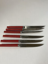 Totally Today RED Plastic Handle Stainless Flatware - Six pieces Steak￼ Knifers picture