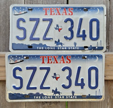 2 Old Texas Truck License Plates with Texas Flag separator  SZZ*340 - Embossed picture