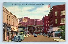 1950 Newcastle, PA Postcard - East Washington Street, Business Center - Posted picture