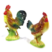 National Potteries Co Rooster & Hen Ceramic Figures Pair Vintage Made In Japan picture