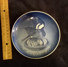 porcelain flow blue bing & grondahl denmark mothers day wall plate dish picture