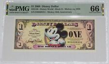 2008 $1 Disney Dollar Mickey 80th Anniversary. PMG 66 EPQ Disney World (DIS147) picture