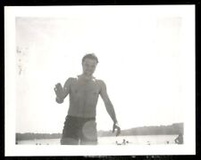 Vintage Polaroid Photo GAY INTEREST ATHLETIC GUY SHIRTLESS @ BEACH SUNKISSED '75 picture