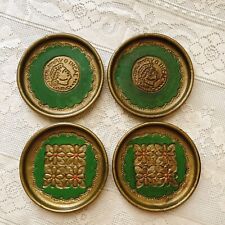4 Vintage Florentine Italy Coasters Gold Green picture