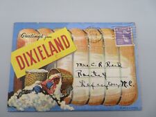 Vintage Linen Postcard Fold Out Greetings From Dixieland Copr 1937 Posted 1944 picture