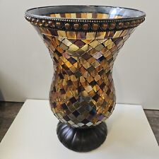 PartyLite Global Fusion MOSAIC Stained Glass HURRICANE Candle Holder P8366 picture